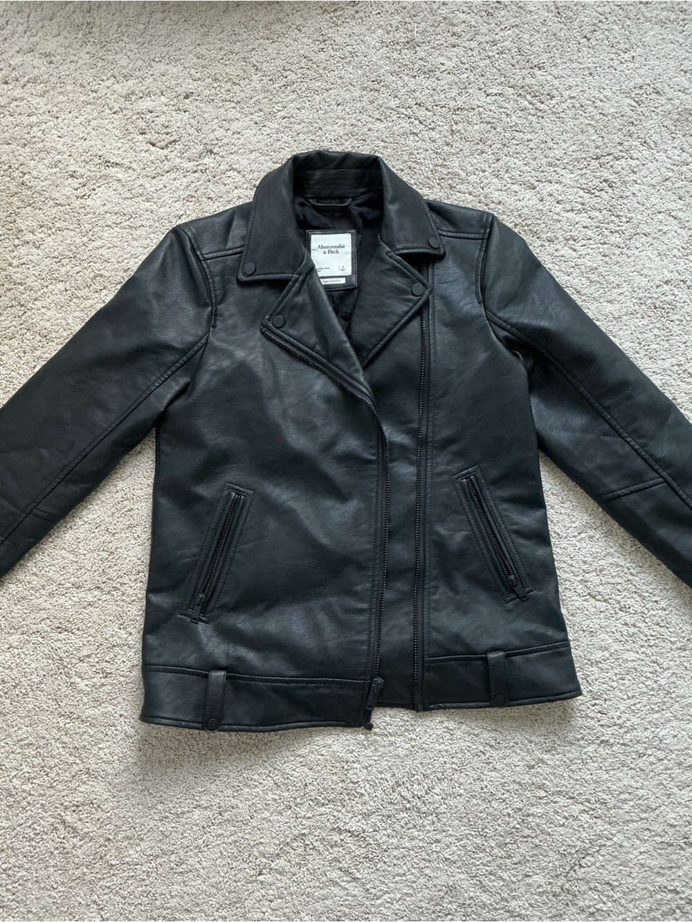 Abercrombie & Fitch Black Faux Leather Biker Jacket